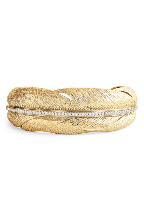 Feather Narrow Cuff Bracelet