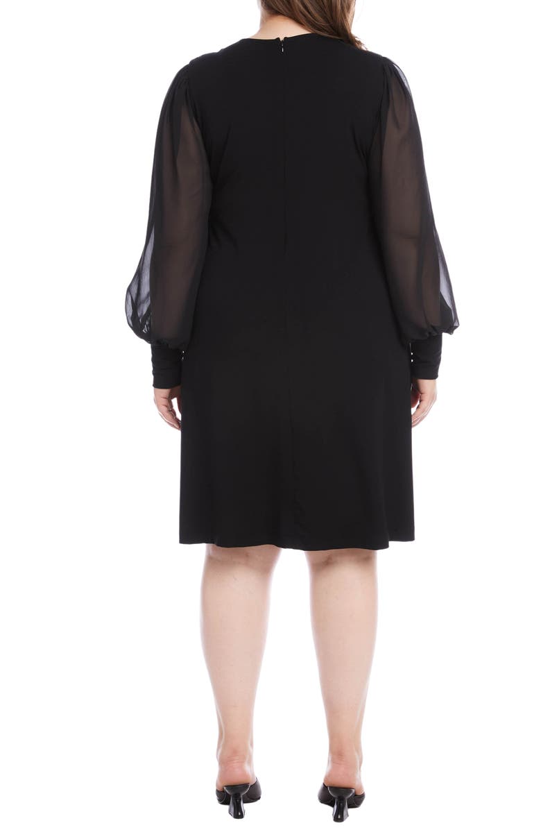 Karen Kane Sheer Long Sleeve Jersey Sheath Dress, Alternate, color, Black