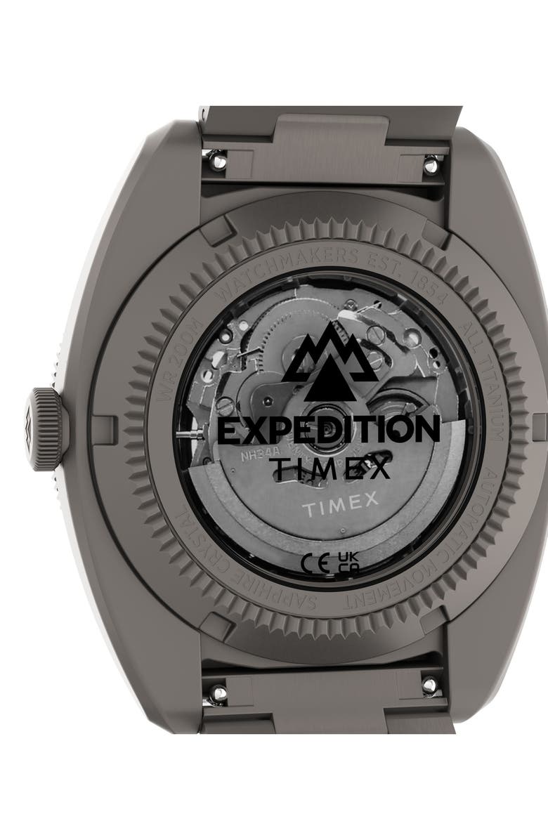 Timex<sup>®</sup> Expedition Pioneer Titanium GMT Automatic Bracelet Watch, 41mm, Alternate, color, Titanium