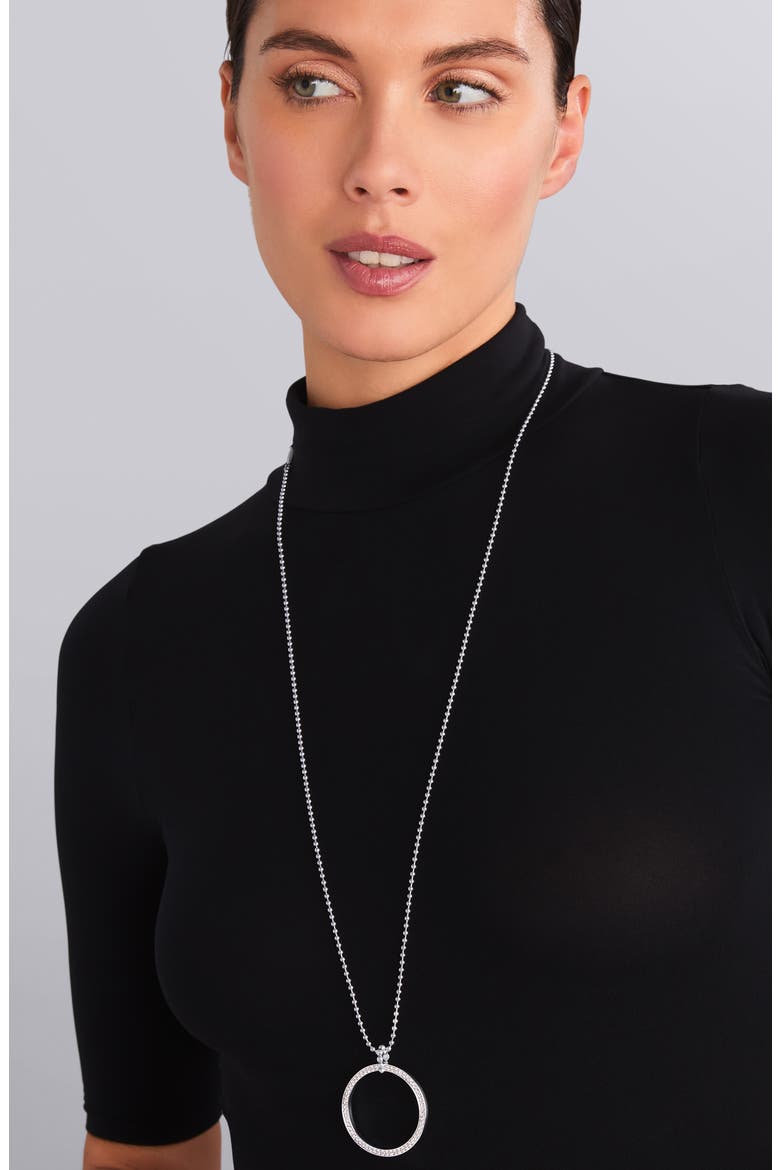Caviar Spark Diamond Circle Pendant Necklace, Alternate, color, SILVER DIAMOND