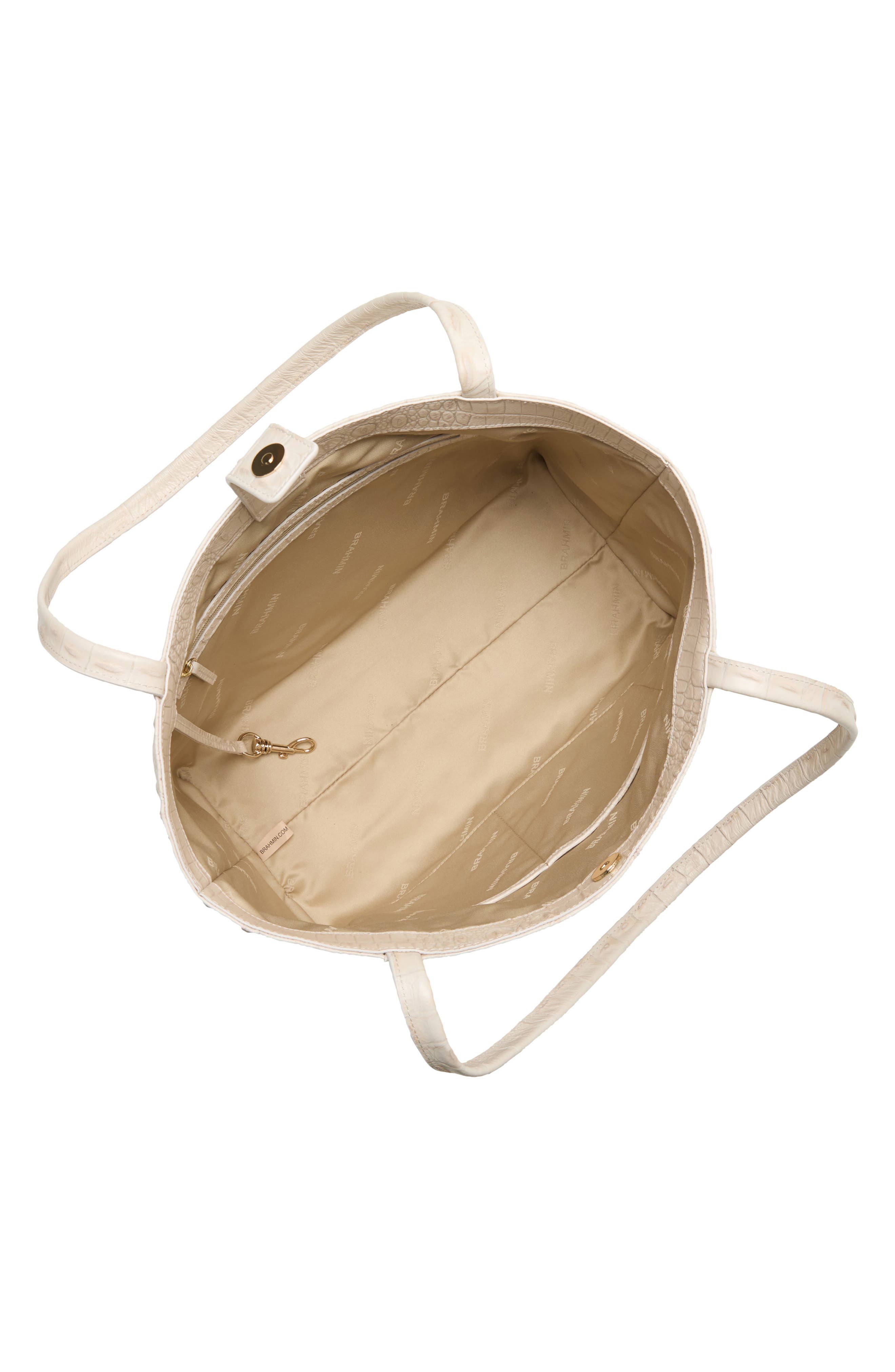 Brahmin Mona Croc Embossed Leather Tote, Alternate, color, Ivory