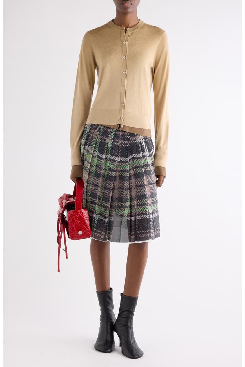 Ilona Plaid Print Pleated Skirt, Alternate, color, GREEN/ GREY