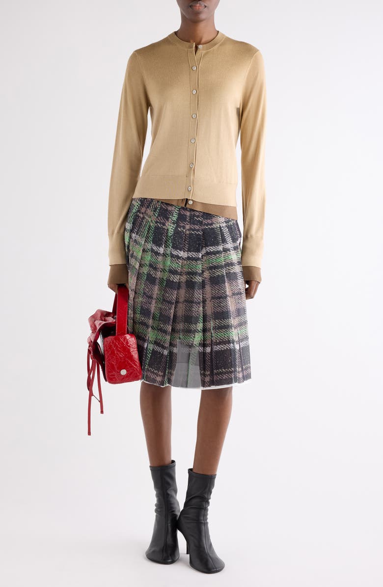 Acne Studios Kohona Layered Silk, Wool & Cashmere Cardigan, Alternate, color, Sand Beige