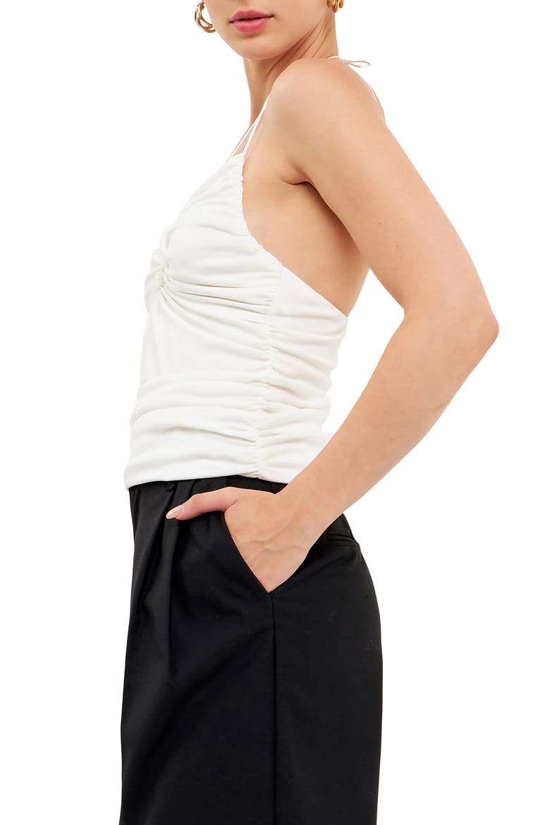 Ruched Keyhole Cutout Camisole, Alternate, color, IVORY