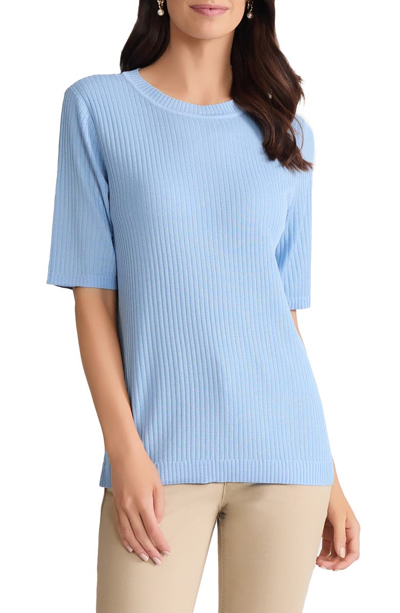 Jones New York Sutton Rib Sweater, Main, color, Chintz Blue