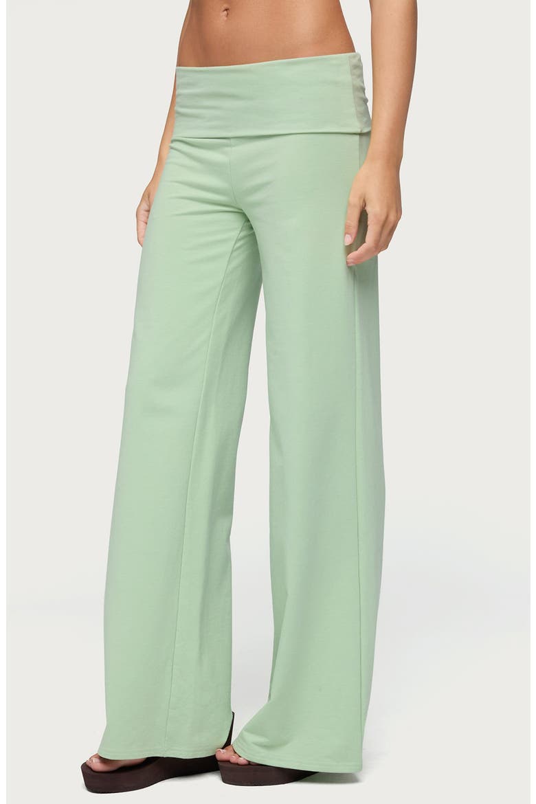 Cammy Wide Leg Foldover Pants, Alternate, color, GREEN