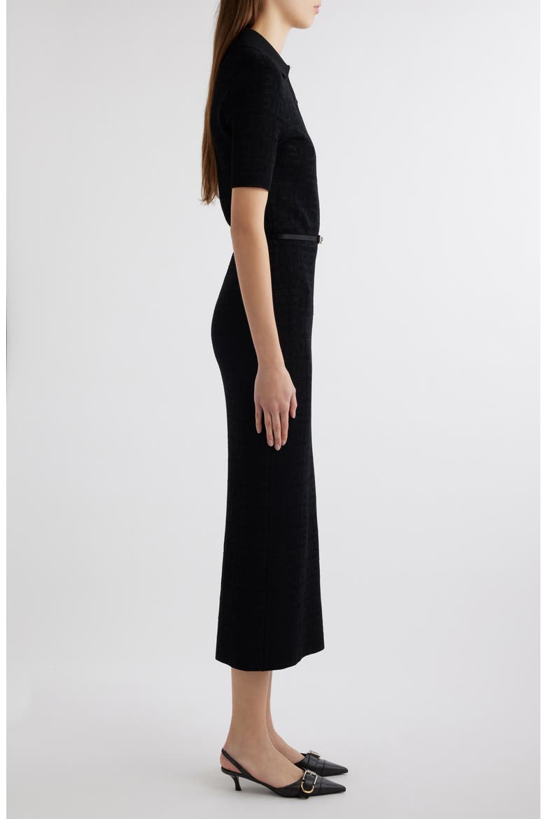 Belted Midi Polo Dress, Alternate, color, BLACK