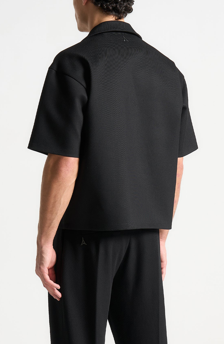 Manière De Voir Abel Boxy Twill Double Breasted Shirt, Alternate, color, Black
