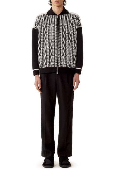 Zip Jacket In Silk And Cotton Jacquard