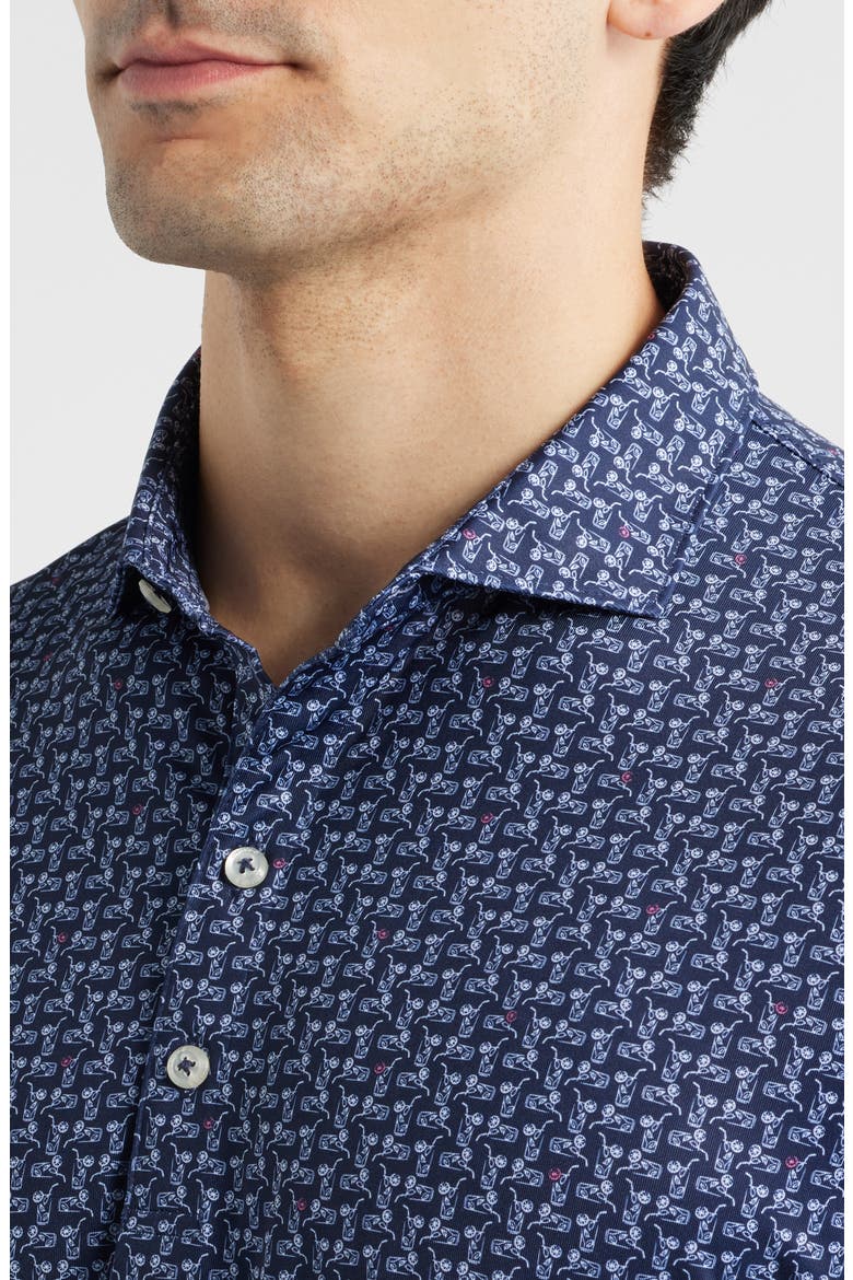 Minty Cocktail Print Performance Jersey Polo, Alternate, color, NAVY
