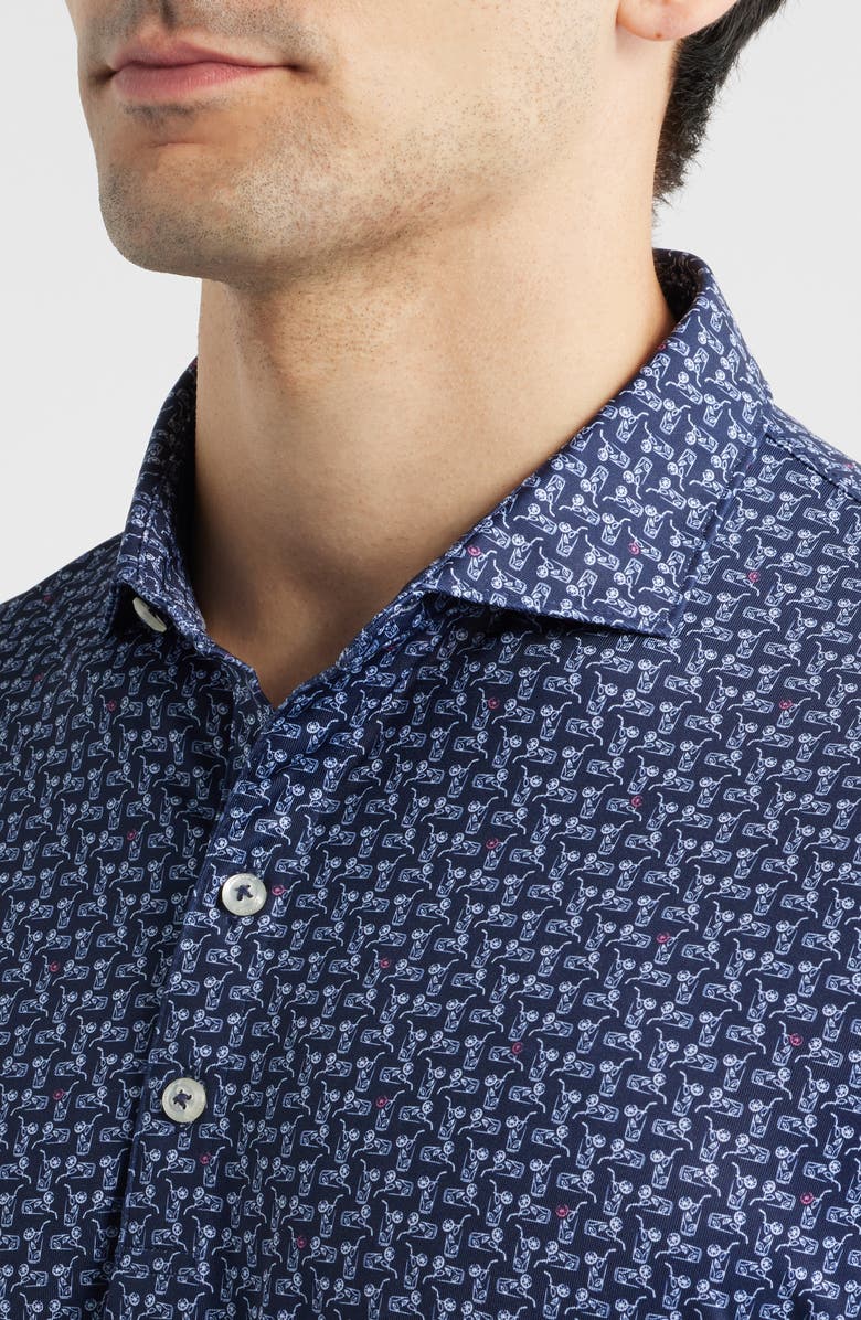 johnnie-O Minty Cocktail Print Performance Jersey Polo, Alternate, color,