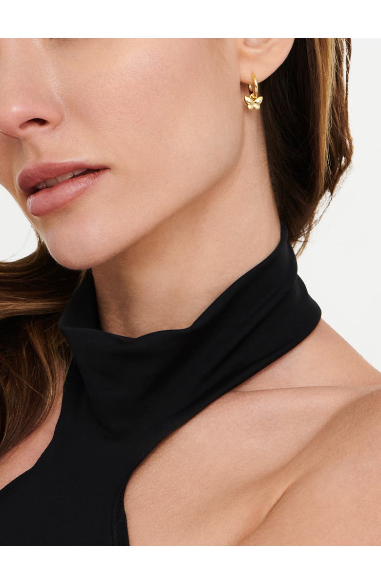 DEVATA Butterfly Hoop Earrings in Gold Plated Sterling Silver, Alternate, color, Yellow Gold