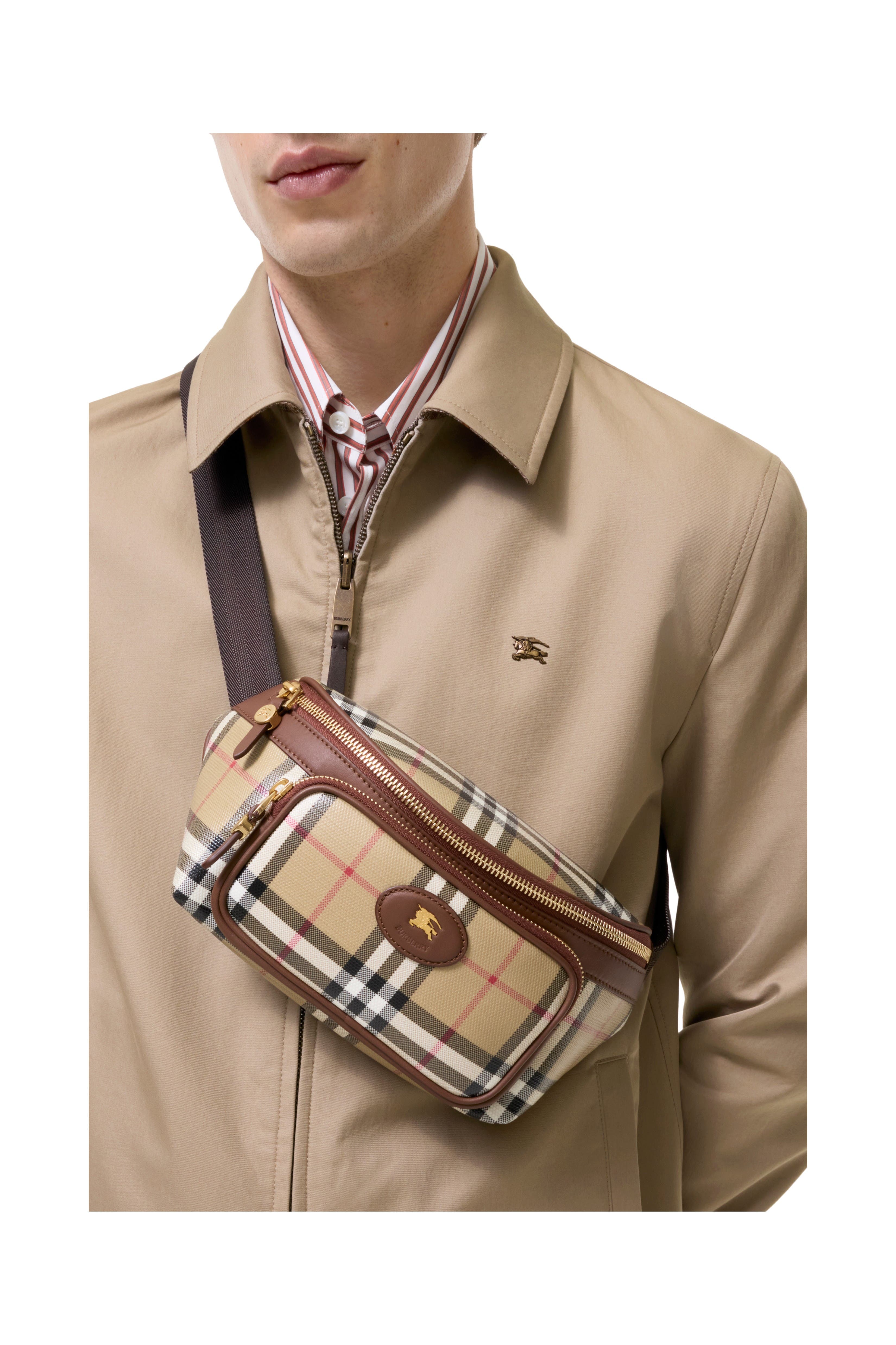 Burberry Check Belt Bag, Alternate, color, Archive Beige