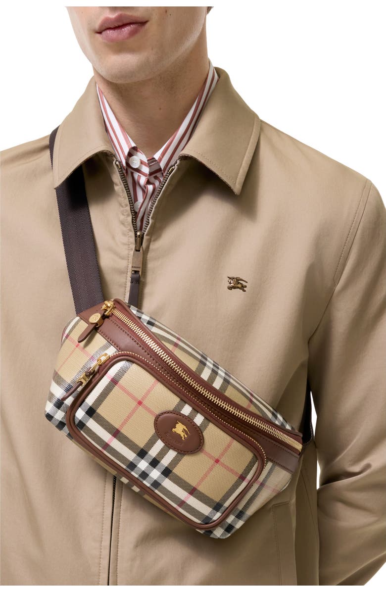 Burberry Check Belt Bag, Alternate, color, Archive Beige