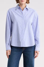 Nanette Lepore Stripe Embellished Button-Up Shirt