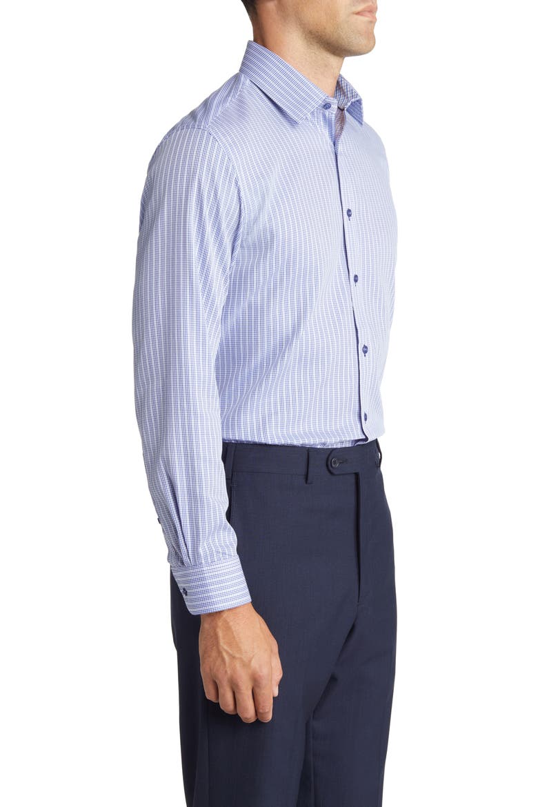 Trim Fit Stripe Dress Shirt, Alternate, color, NAVY