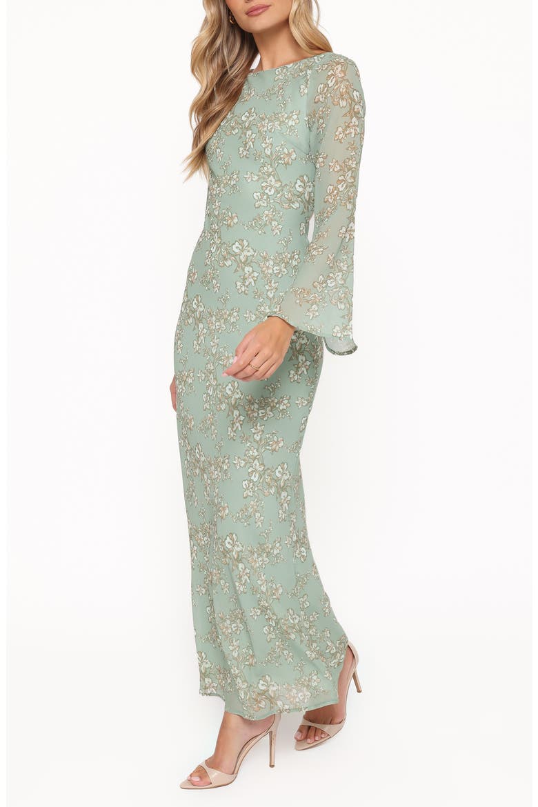 Yolanda Floral Long Sleeve Open Back, Alternate, color, SAGE GREEN FLORAL