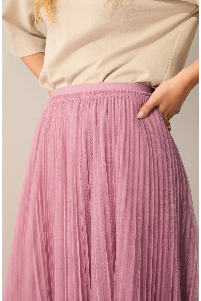 Pleated Mesh Skirt, Alternate, color, PINK