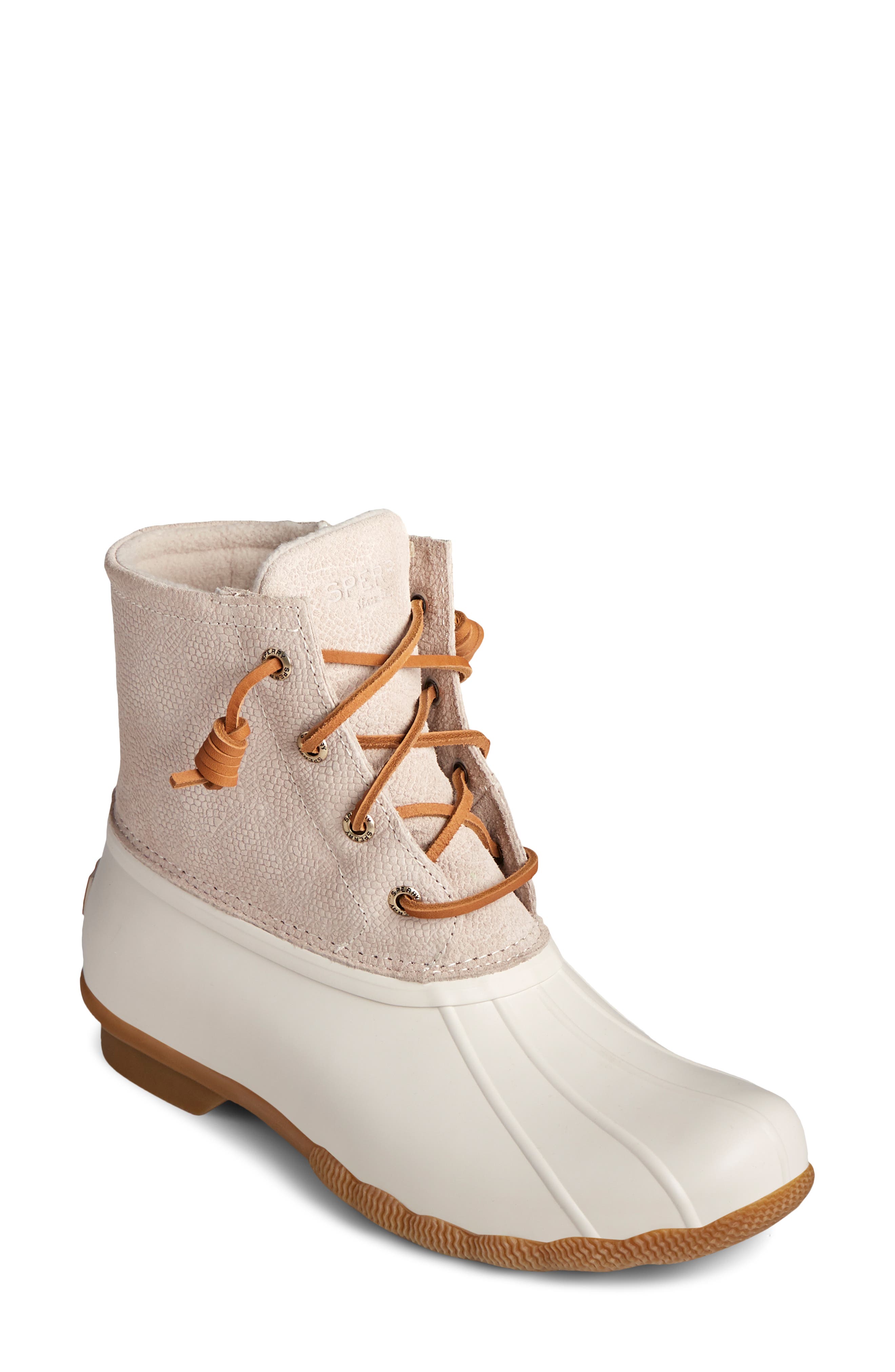 Sperry Saltwater Duck Boot, Main, color, IVORY SERPENT LEATHER