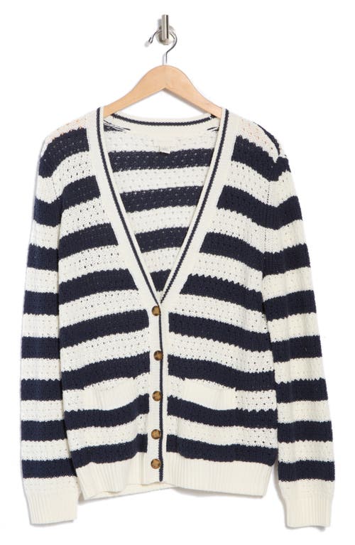 Caslon ® Stripe Open Stitch Cotton Blend Cardigan In Multi