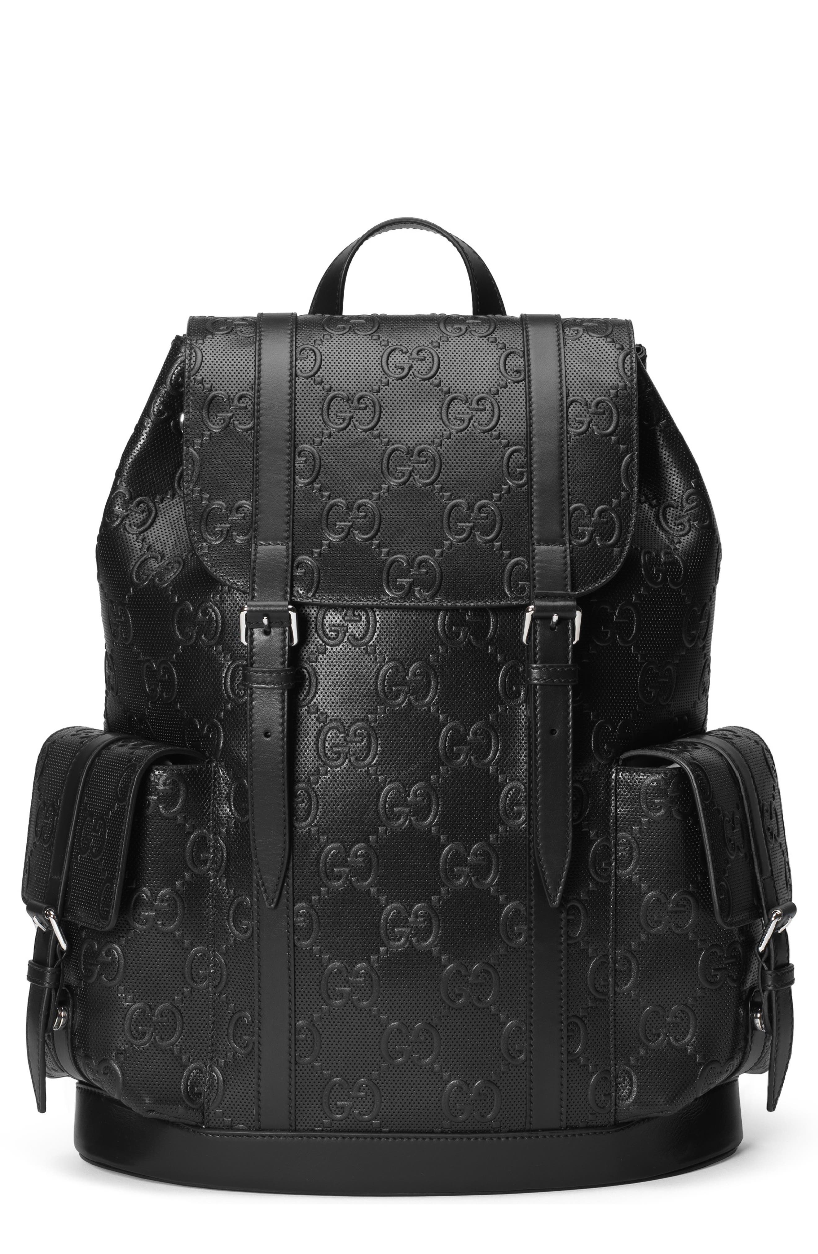 Gucci GG Embossed Leather Backpack, Main, color, 