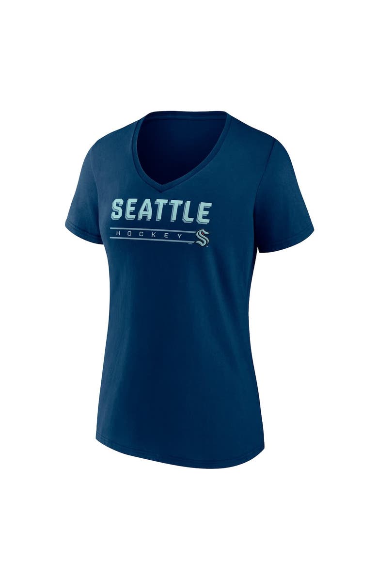 FANATICS Women's Fanatics Deep Sea Blue Seattle Kraken V-Neck T-Shirt, Alternate, color, Navy