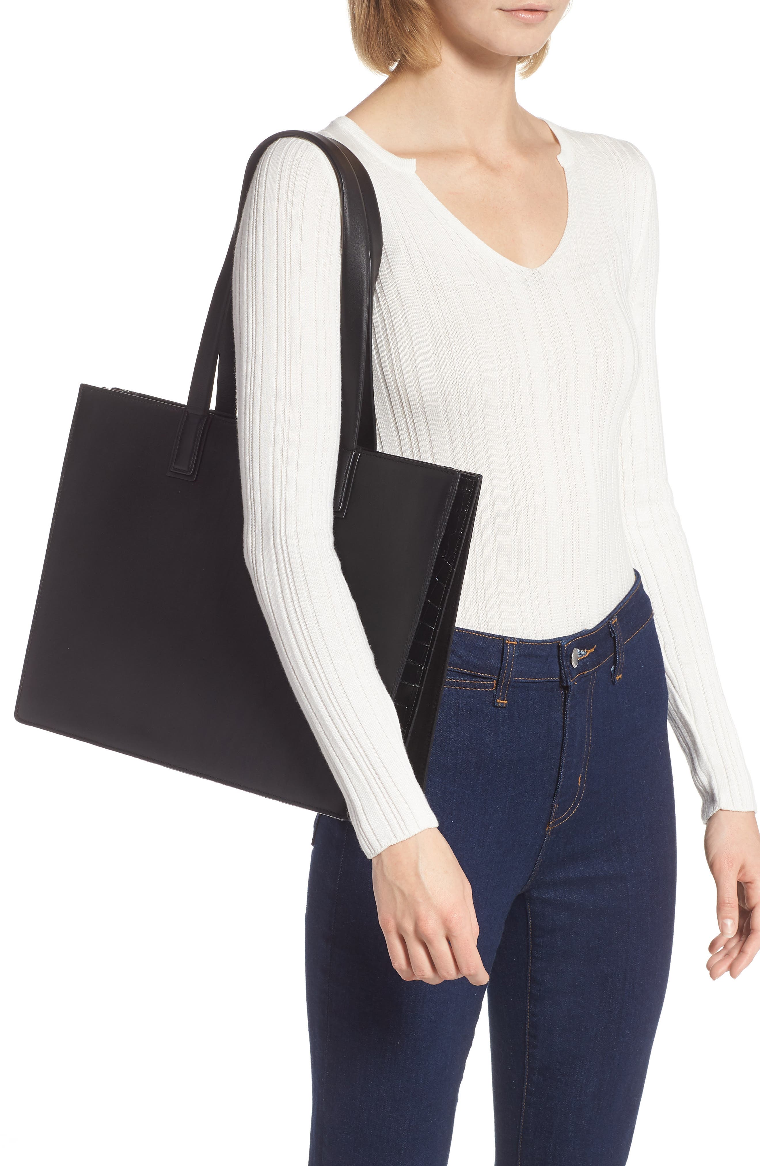 Nordstrom Concertina Leather Accordion Tote, Alternate, color, 