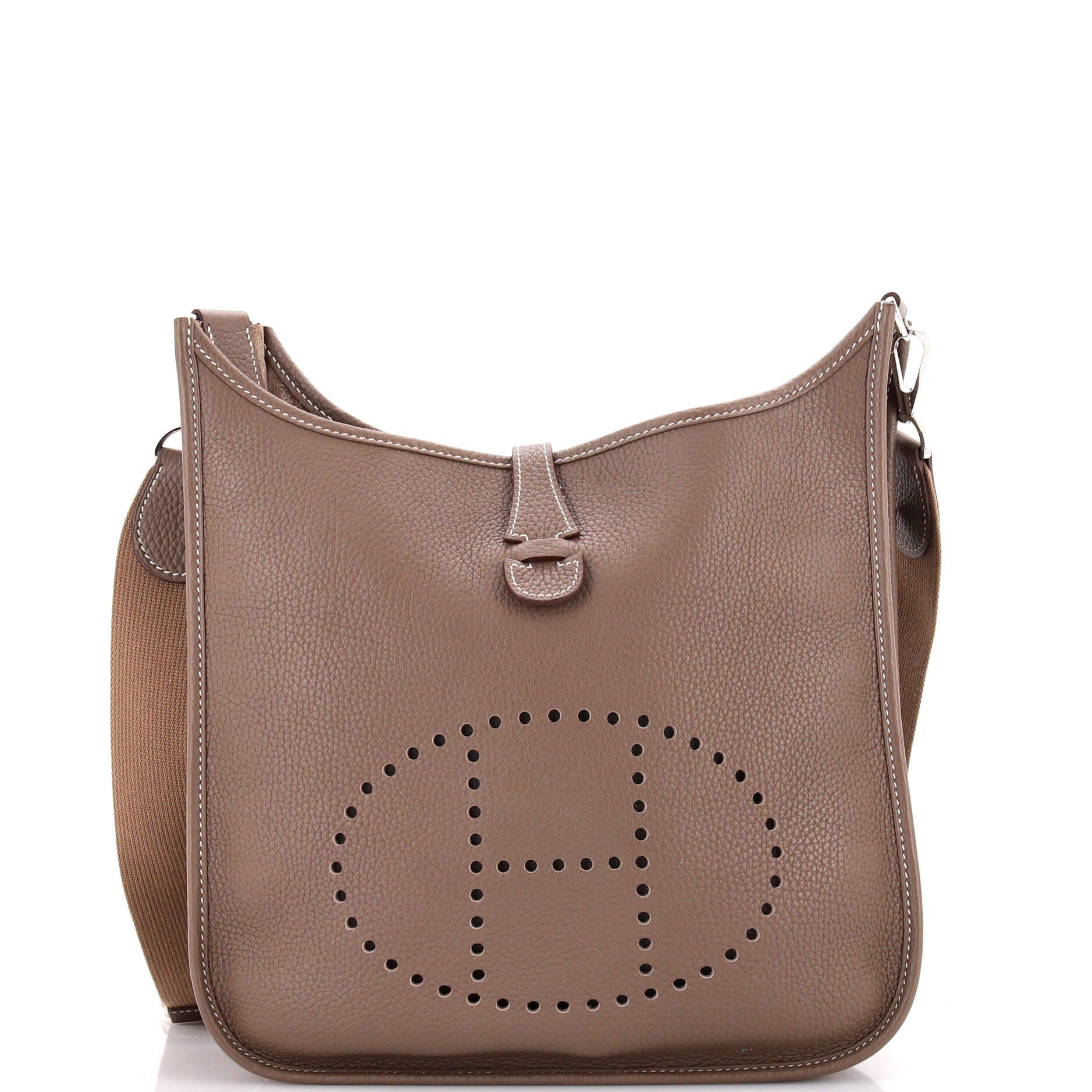 Pre-Owned Hermes Evelyne Bag Gen III Clemence PM, Main, color, Etoupe