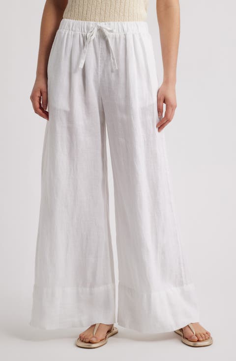 White Wide leg pants