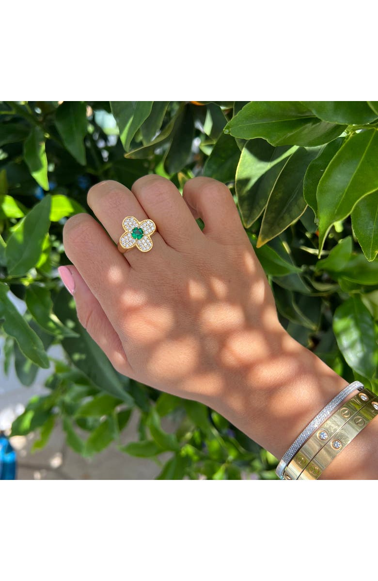 Gemma Azzurro Gold Clover Emerald Ring, Alternate, color, Green
