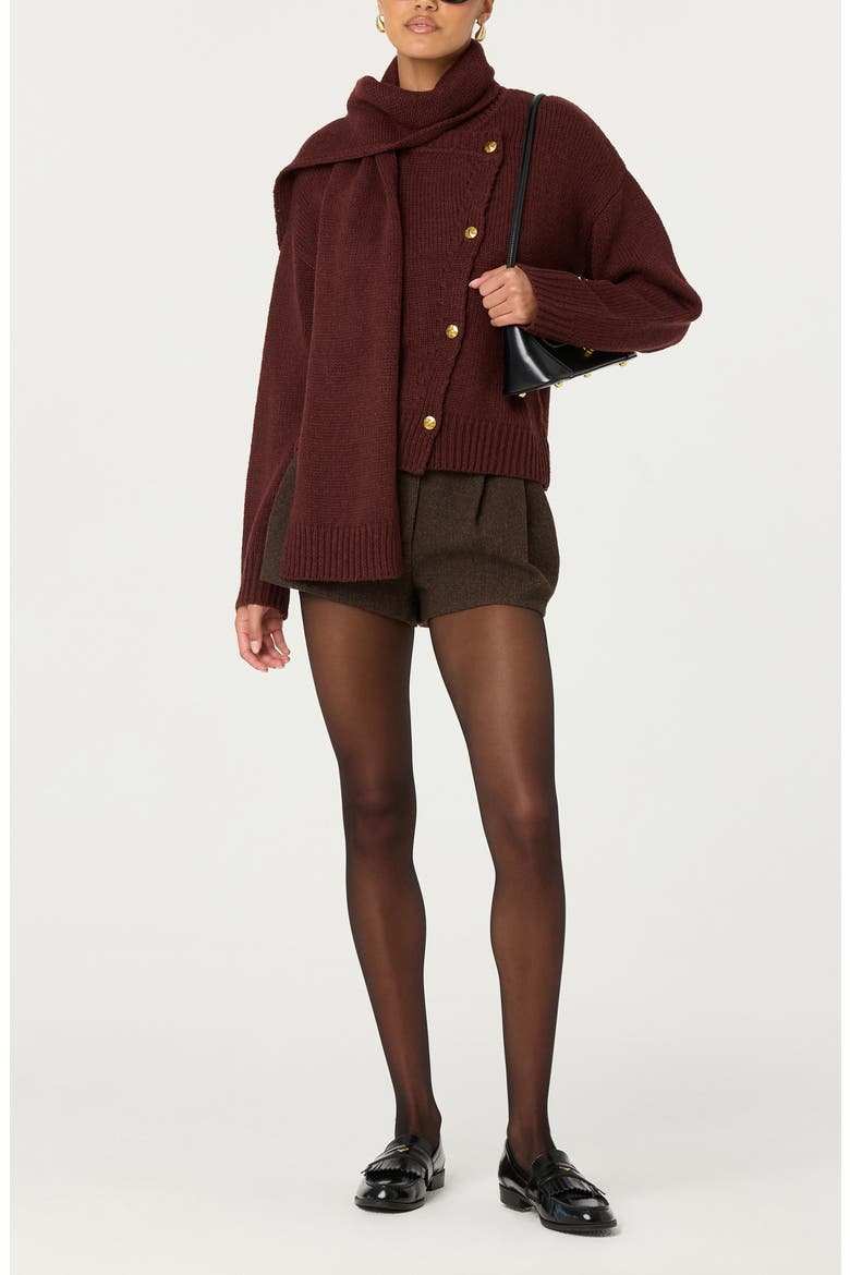 Jackeline Scarf Cardigan, Alternate, color, WINE