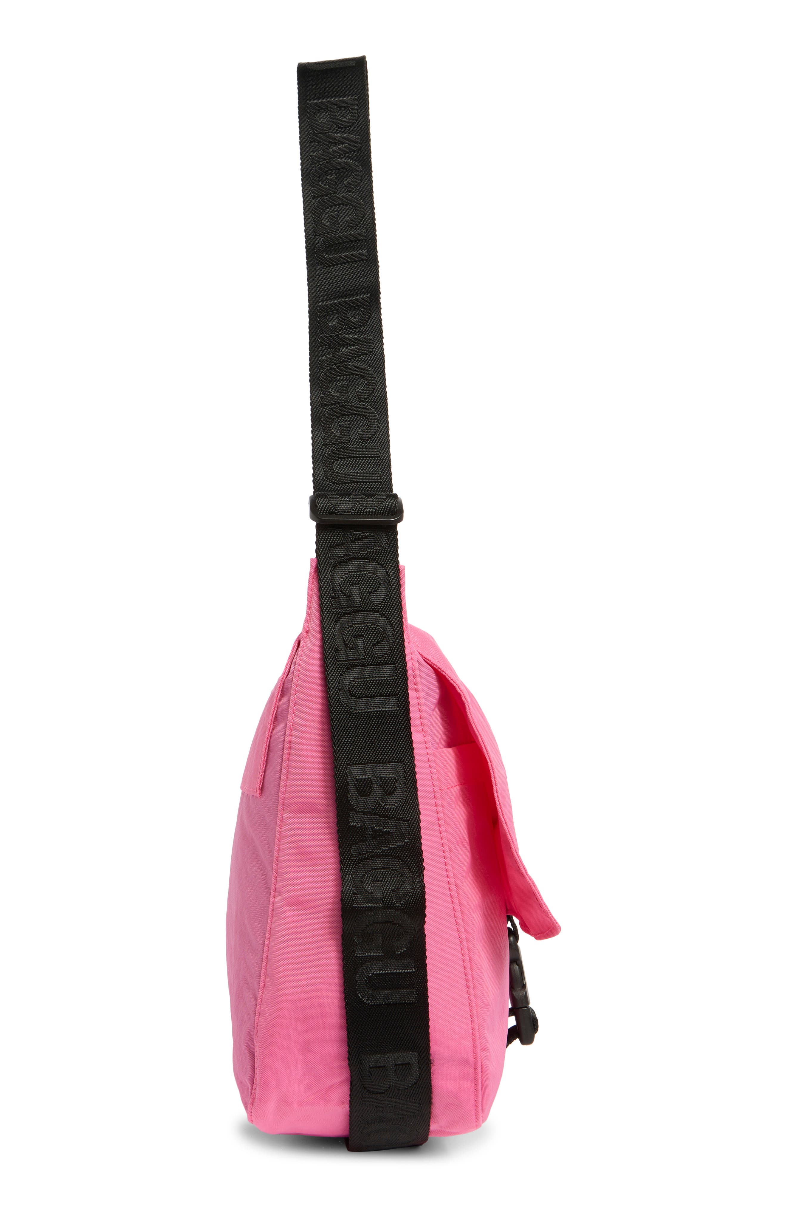 Baggu Recycled Nylon Messenger Bag, Alternate, color, Azalea Pink