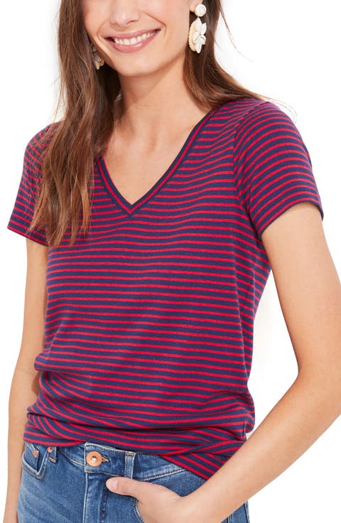 Simple Stripe V-Neck T-Shirt