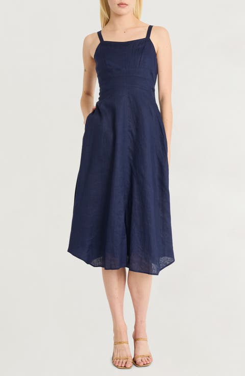 Sleeveless A-Line Linen Dress