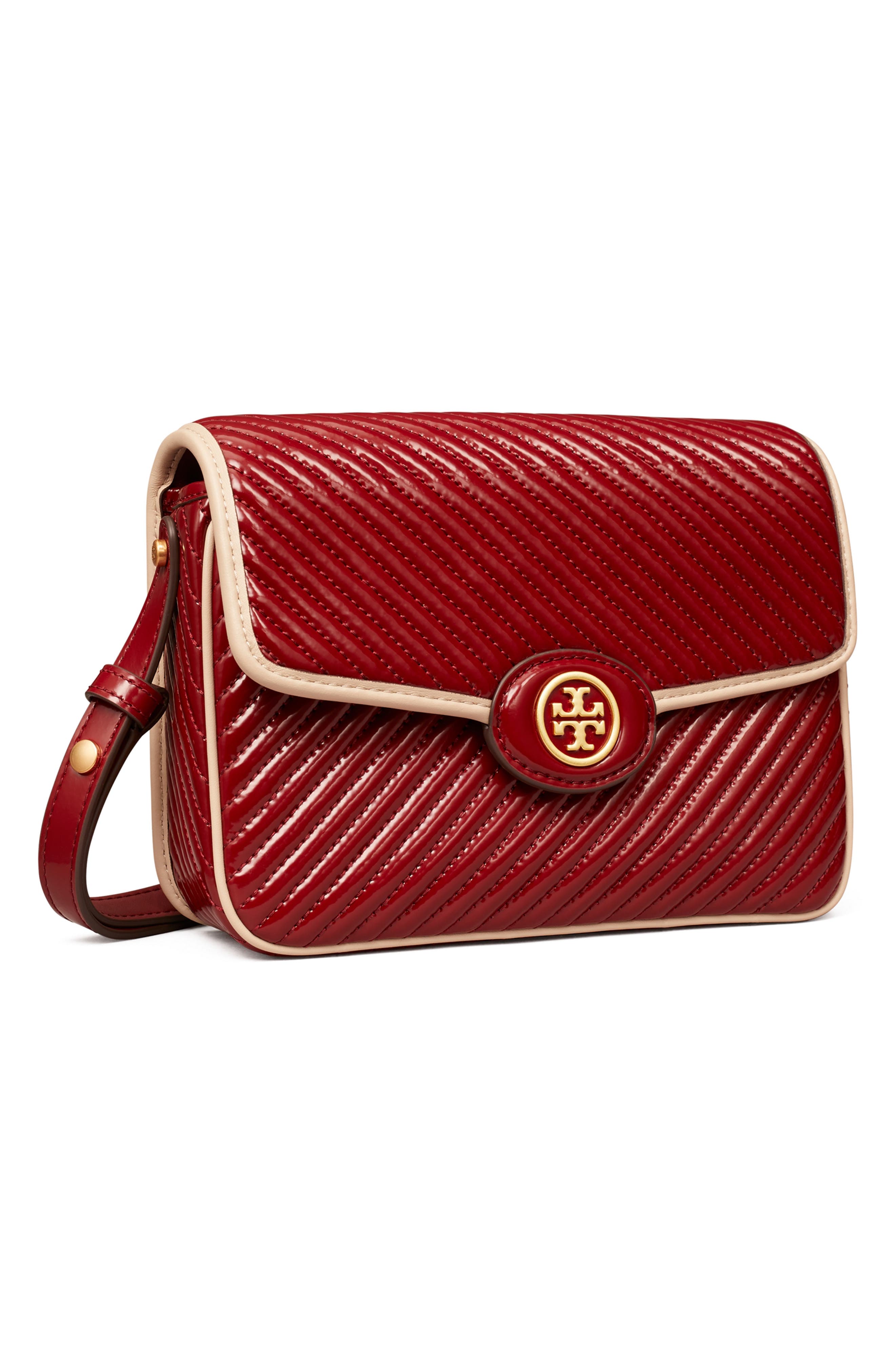 Tory Burch Robinson Quilted Leather Shoulder Bag, Alternate, color, Brick