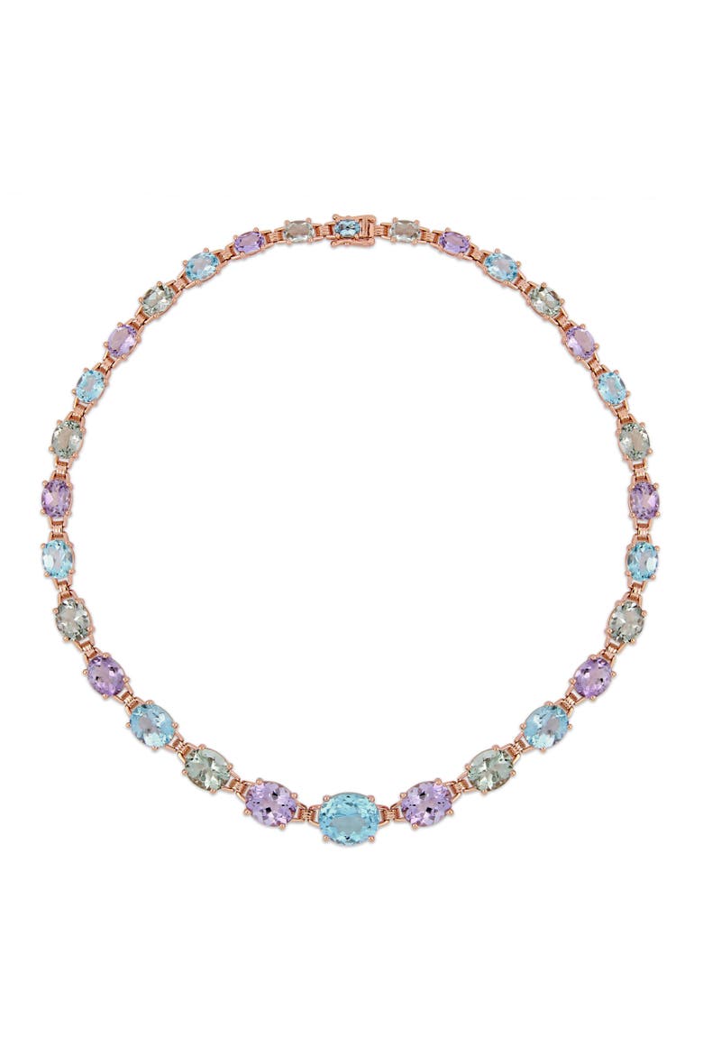 Gemstone Link Necklace Rose-Plated Silver, Alternate, color, Rose-Plated Silver