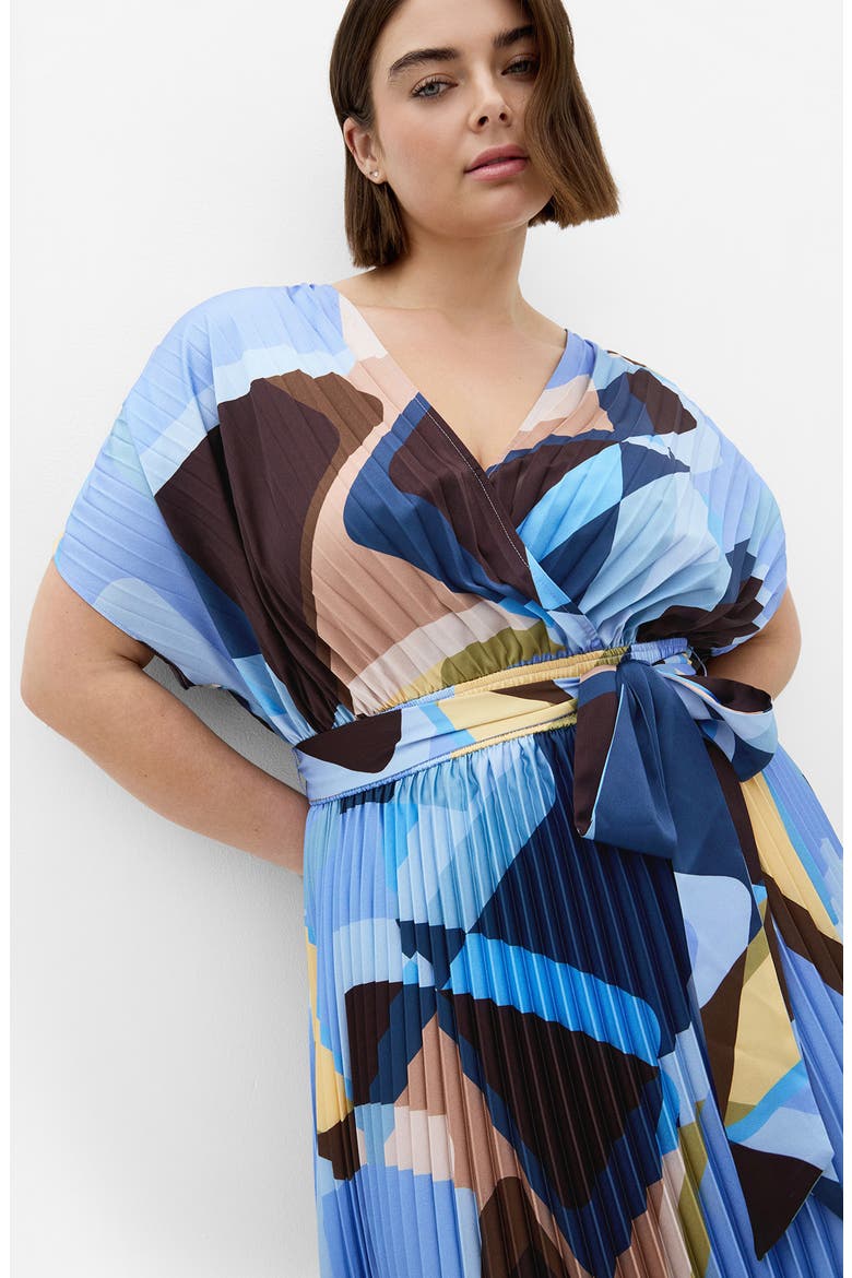 Hailey Geometric Print Pleated Maxi Dress, Alternate, color, BLUE ABSTRACT