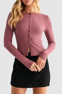 Lush Long Sleeve Button Front Crop Top