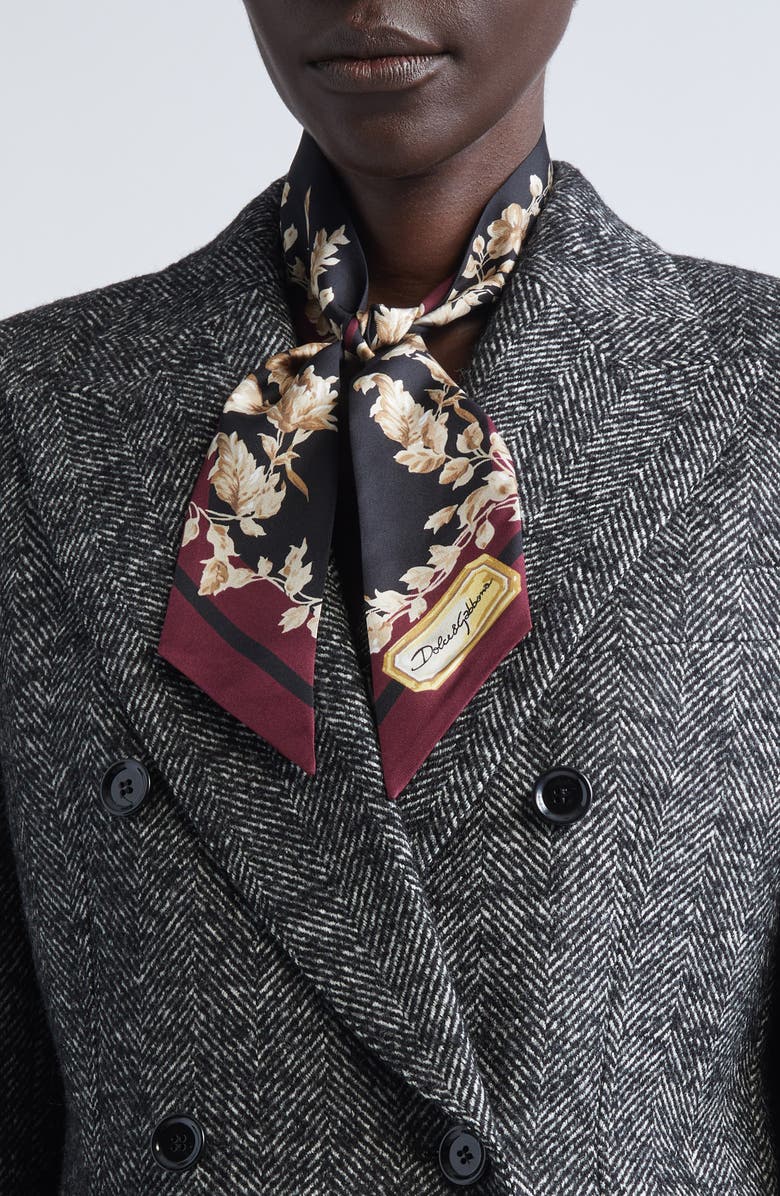 Dolce&Gabbana Floral Skinny Silk Scarf, Alternate, color,