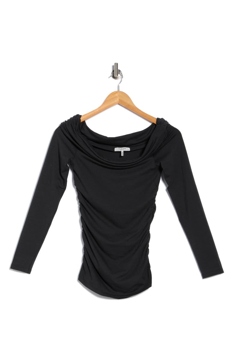 rag & bone Lucy Off the Shoulder Ruched T-Shirt, Alternate, color, Black