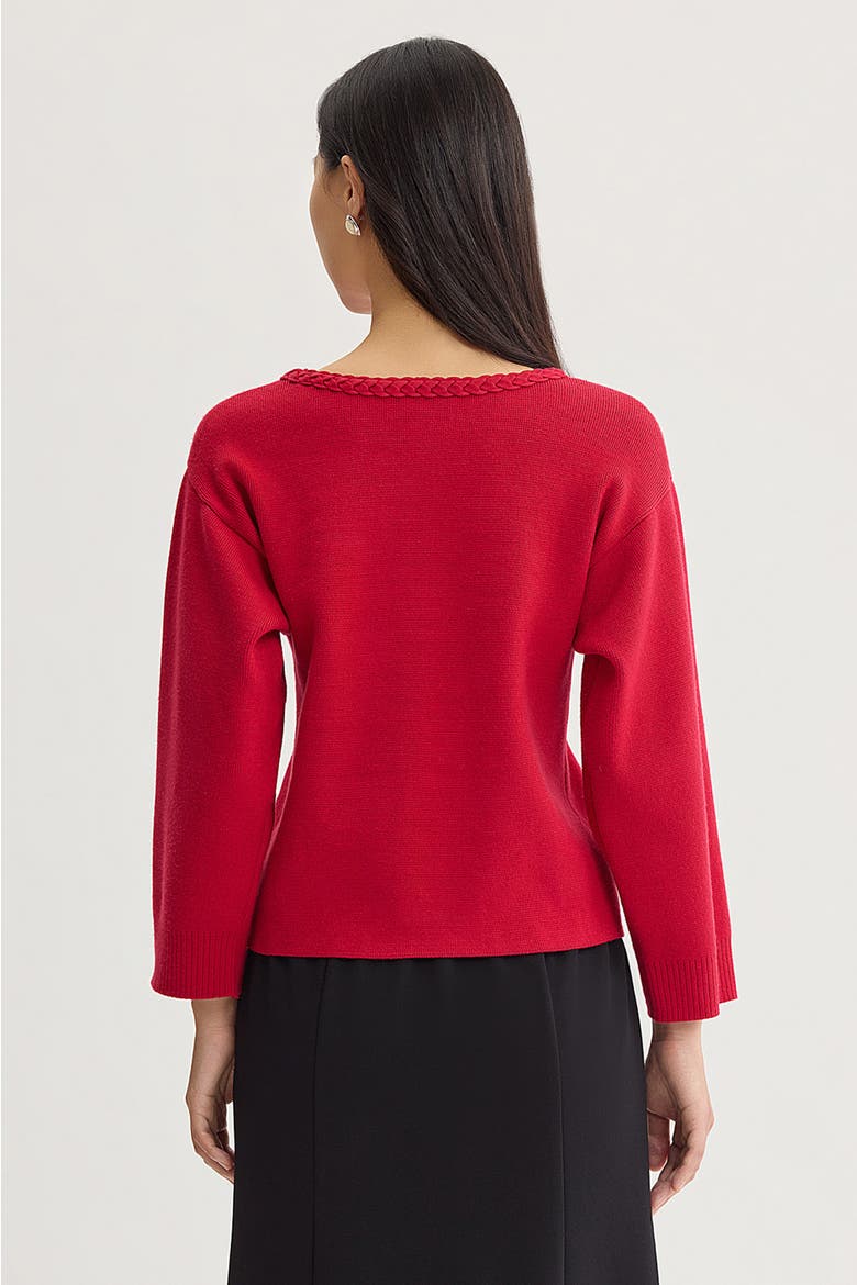 Soutache Cozy Knit Sweater, Alternate, color, Holiday/Black