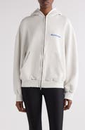 Balenciaga Logo Embroidered Distressed Dry Fleece Zip Hoodie