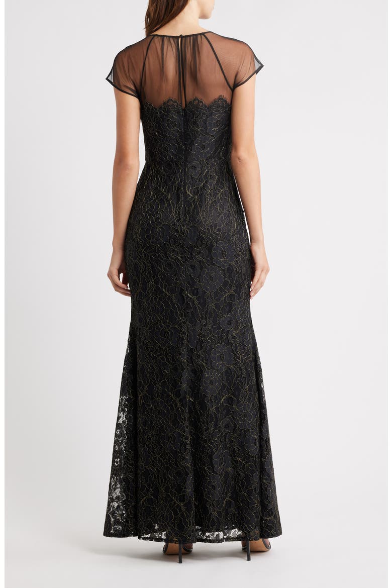 Metallic Floral Embroidery Gown, Alternate, color, BLACK GOLD