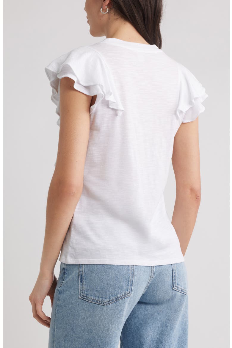Cascade Ruffle Cotton Blend Top, Alternate, color, WHITE