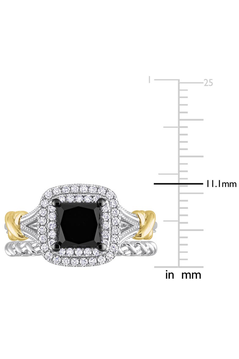 Diamond Princess Halo Bridal Ring Set 14k, Alternate, color, Black Diamond