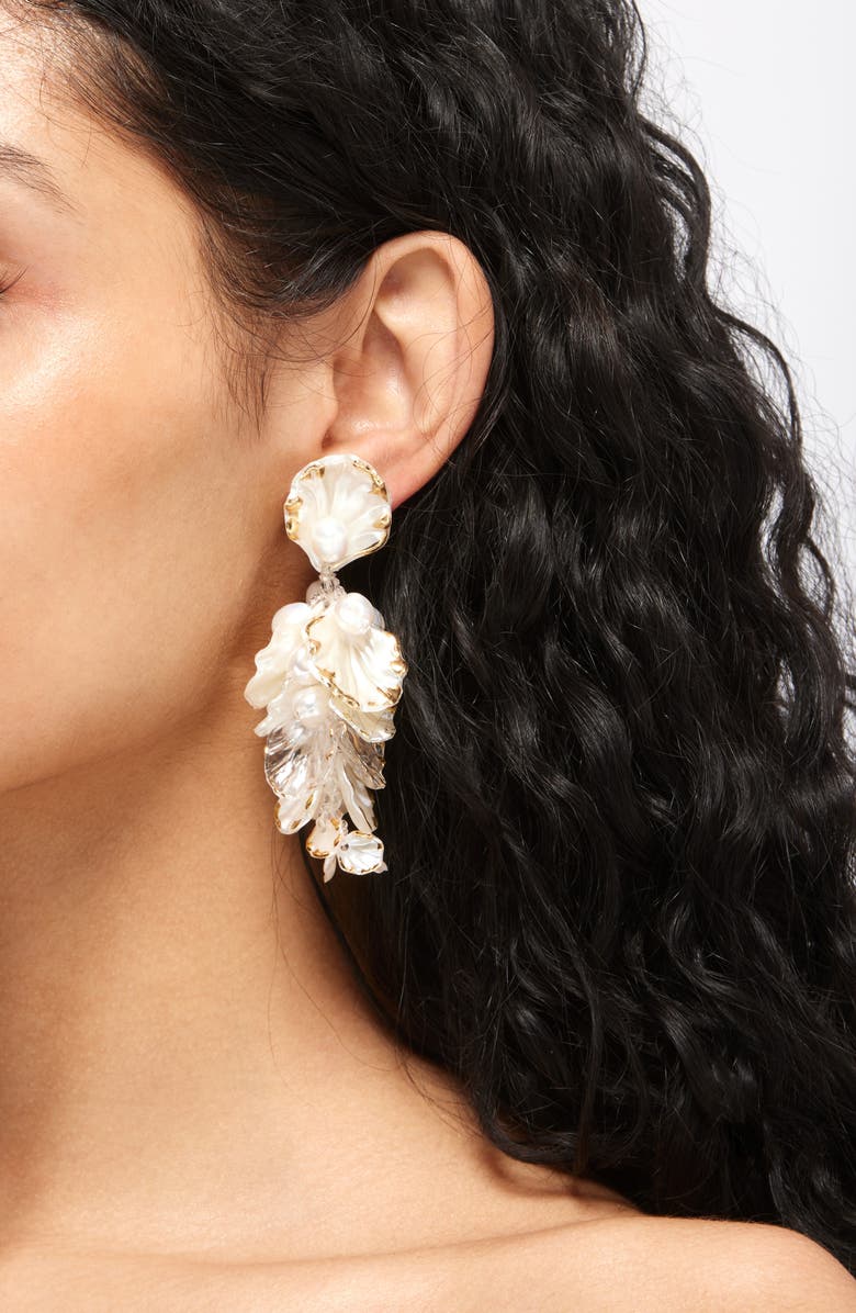 Oscar de la Renta Mixed Petals Drop Earrings, Alternate, color,