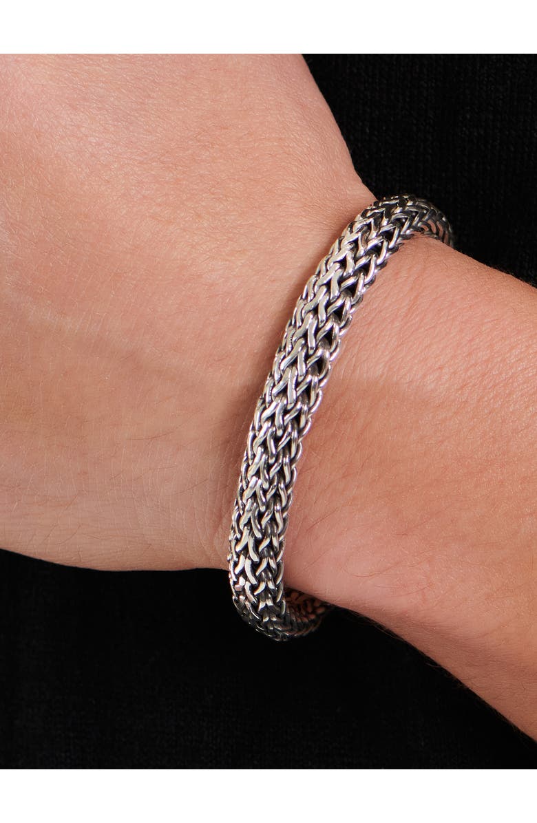 DEVATA Dragon Bone Oval 9mm Chain Bracelet in Sterling Silver, Alternate, color, Silver