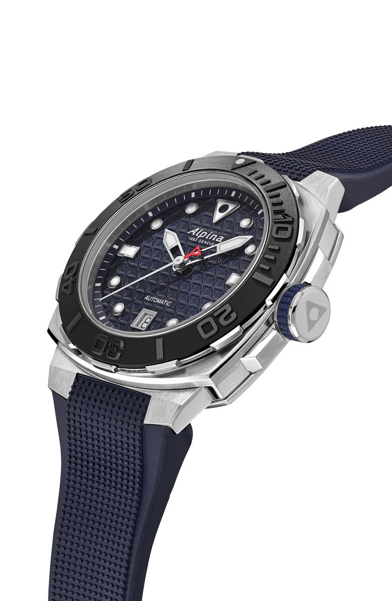 ALPINA Seastrong Diver Extreme Rubber Strap Automatic GMT Watch, 39mm x 40.5mm, Alternate, color,