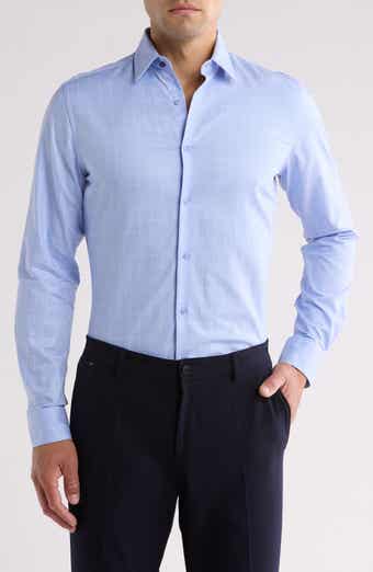 Tailored Fit Cotton Windowpane Dress Shirt