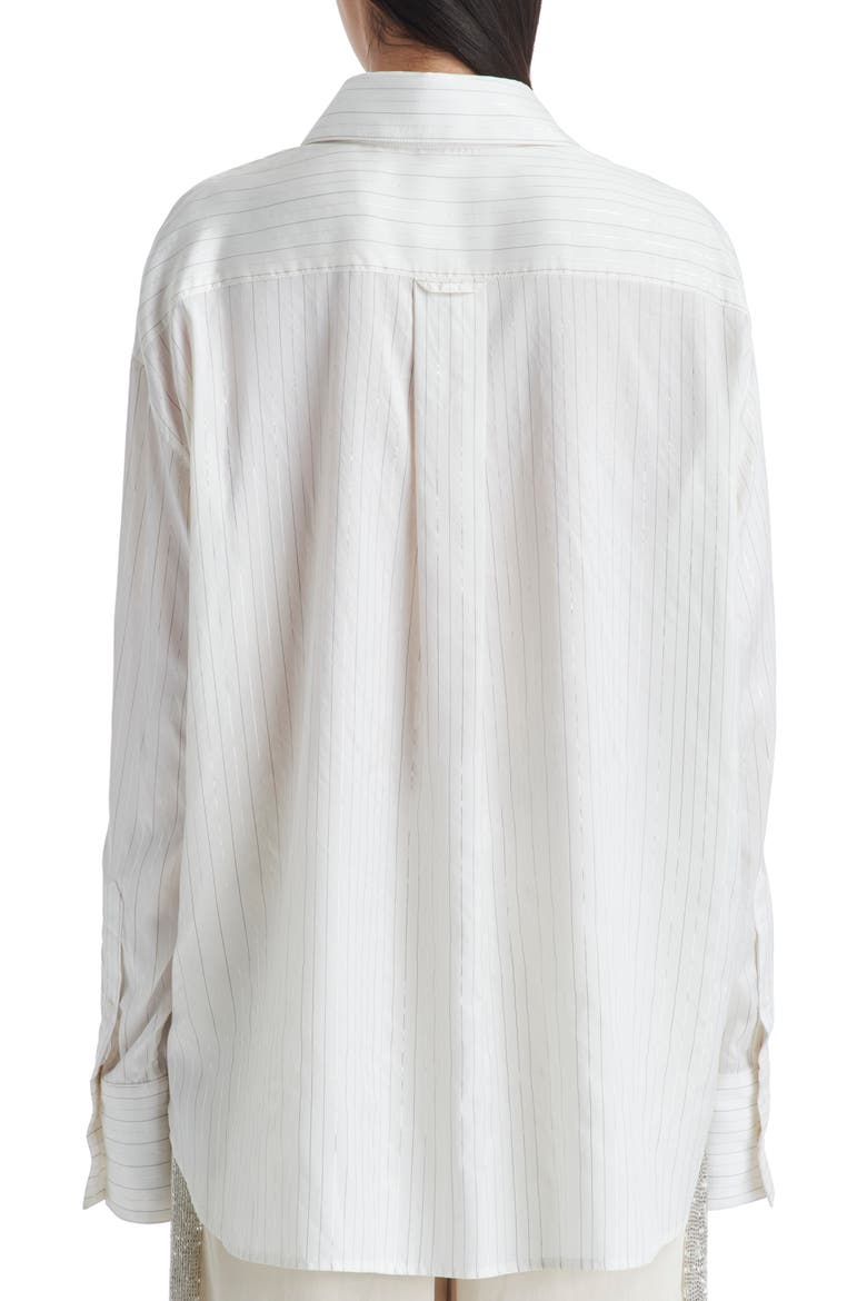 Big Joe Metallic Stripe Silk Button-Up Shirt, Alternate, color, IVORY MULTI